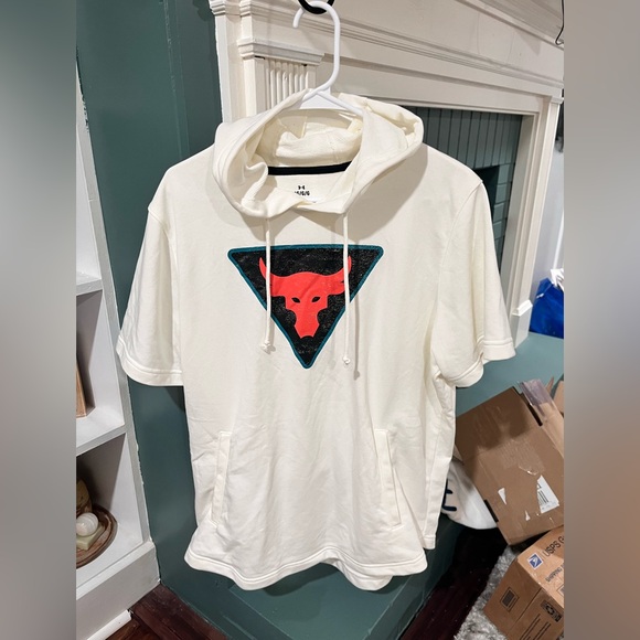 Under Armour Other - Under Armour Cream Hoodie with Red and Black Graphic